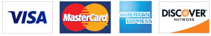 American Express, Discover, Mastercard and Visa credit cards